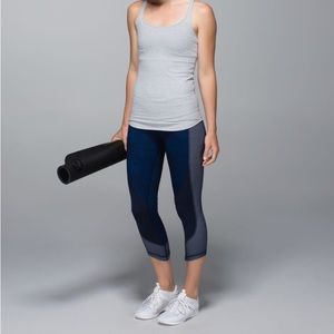 Lululemon Wunder Under Crop Sashiko Leggings Cross Inkwell Rugged Blue/Inkwell